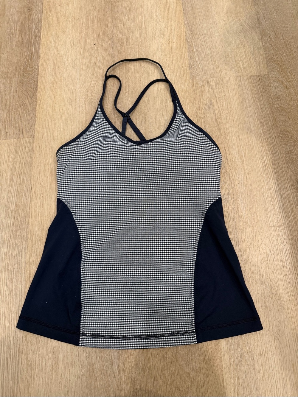 Lululemon Navy and White Check Racerback Tank Top